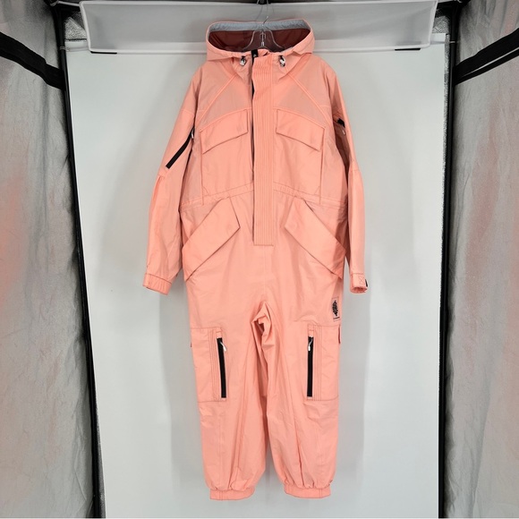 Free People Barrel Leg Hot Shot Coral Pink Outdoor Winter Shell Ski Snow Suit S - Picture 1 of 9